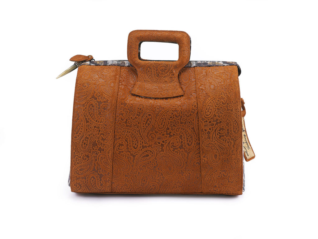 Ganesh Brown Embossed Paisley Leather