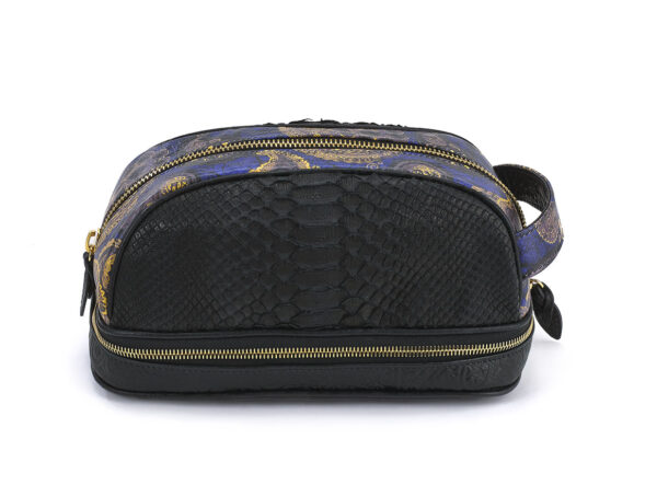 Amenity-Python-Amenity Blue Embossed Suede Paisley Dopp Kit