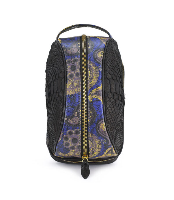 Amenity-Python-Amenity Blue Embossed Suede Paisley Dopp Kit