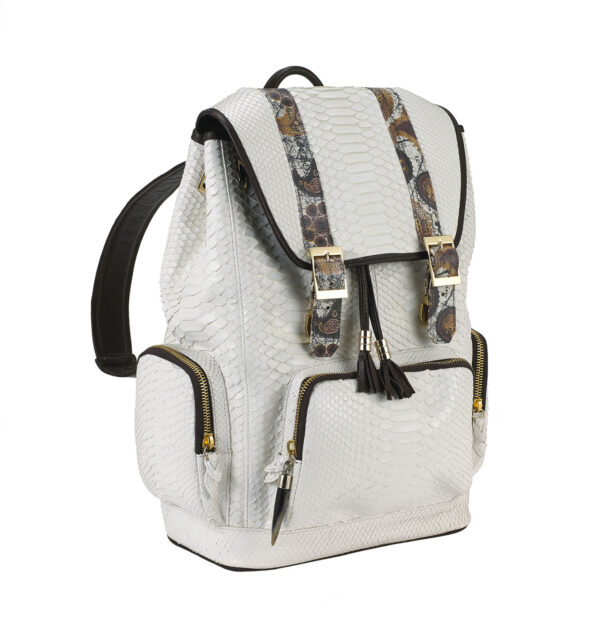 Fingerprint white python backpack 2