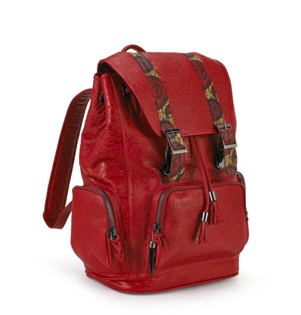 Rebirth Red embossed backpack BACKPACK GOLDEN BROWN  COGNAC PYTHON