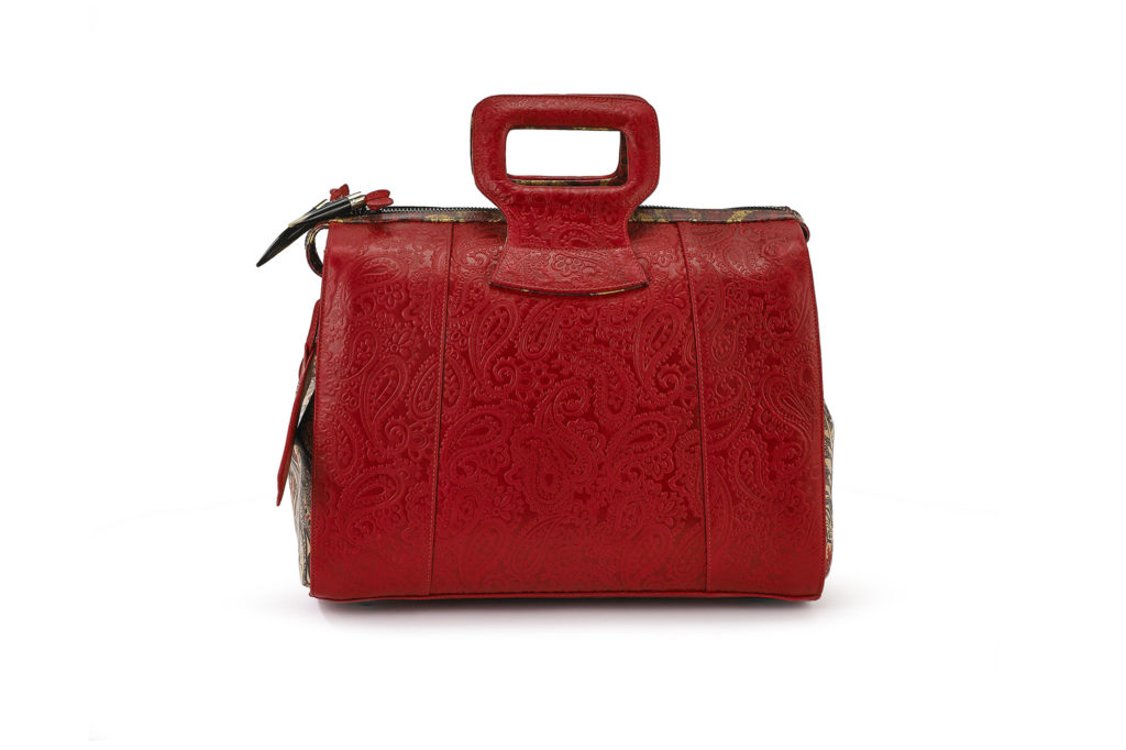 Lady B Red Embossed Paisley Leather