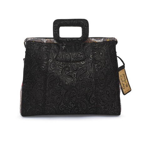 Rebirth Embossed Black Paisley Leather