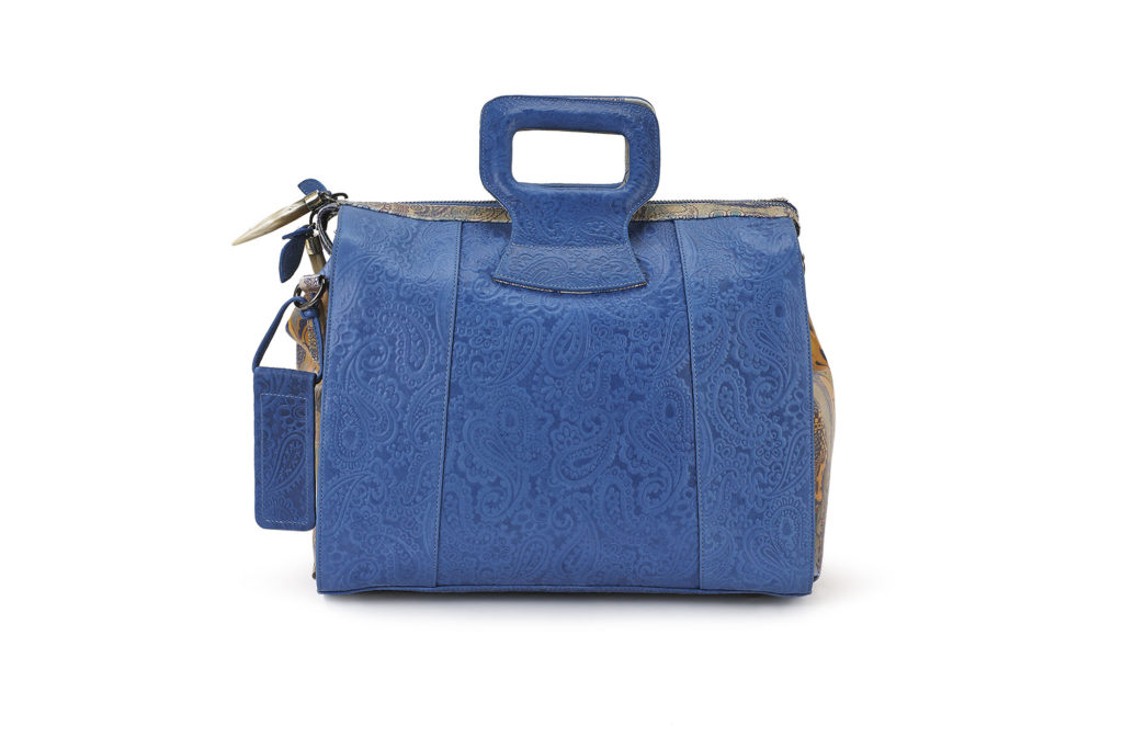 Miracles Blue Embossed Paisley Leather