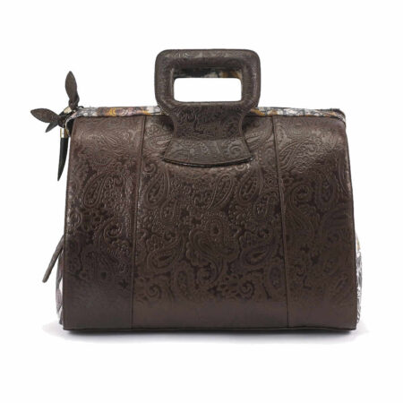 Ganesh Brown Embossed Paisley Leather