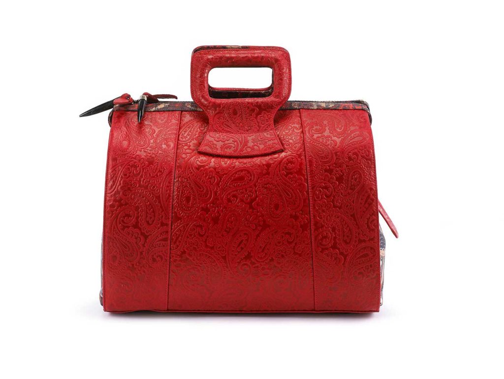 Rebirth Red Embossed Paisley Leather