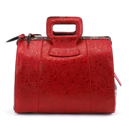 Rebirth Red Embossed Paisley Leather