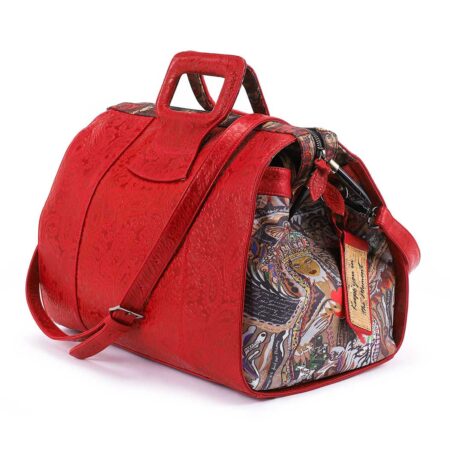 Rebirth Red Embossed Paisley Leather