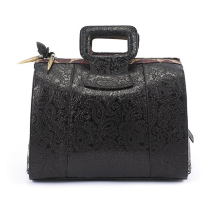 Serenity Black Embossed Paisley Leather