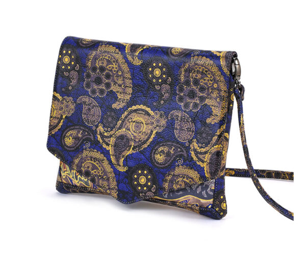 CROSS-BODY BLUE GOLD PAISLEY LOTUS 1