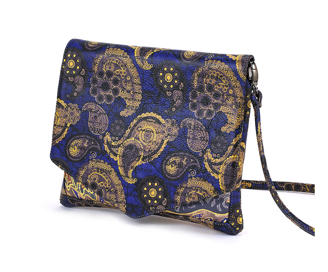 CROSS-BODY BLUE GOLD PAISLEY LOTUS 1