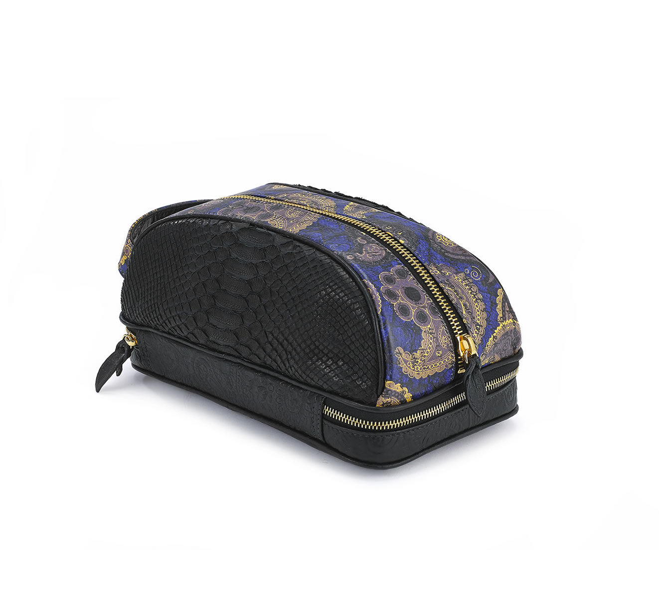 DOPP KIT BLK PYTHON BLUE GOLD PAISLEY bag