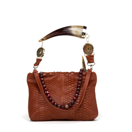 COGNAC PYTHON CLUTCH