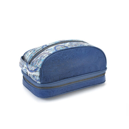 Amenity Blue Embossed Leather & Blue Paisley