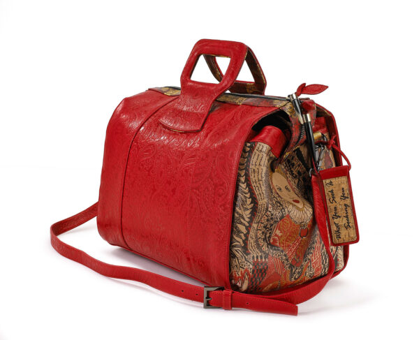 LADY B EMBOSSED DUFFEL BAG RED