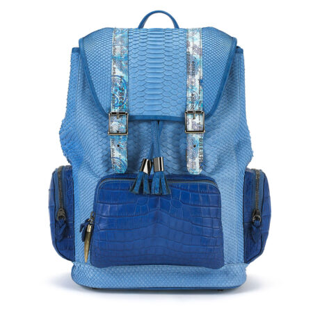 Miracles Blue Python with Croco Pockets