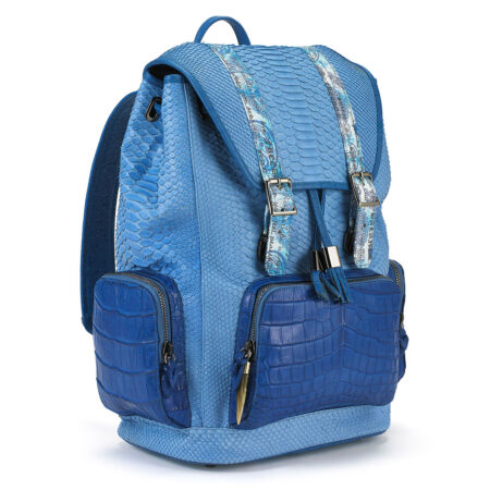 Miracles Blue Python with Croco Pockets