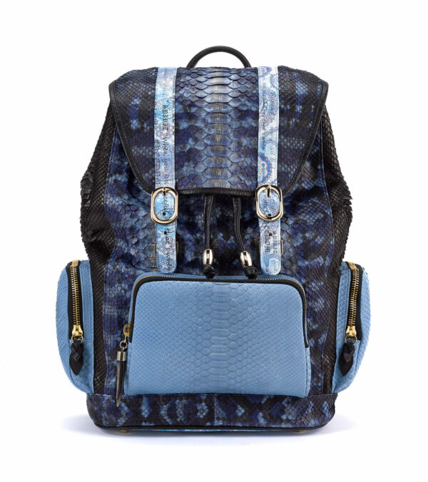 Miracles Multi-Blue Python Backpack