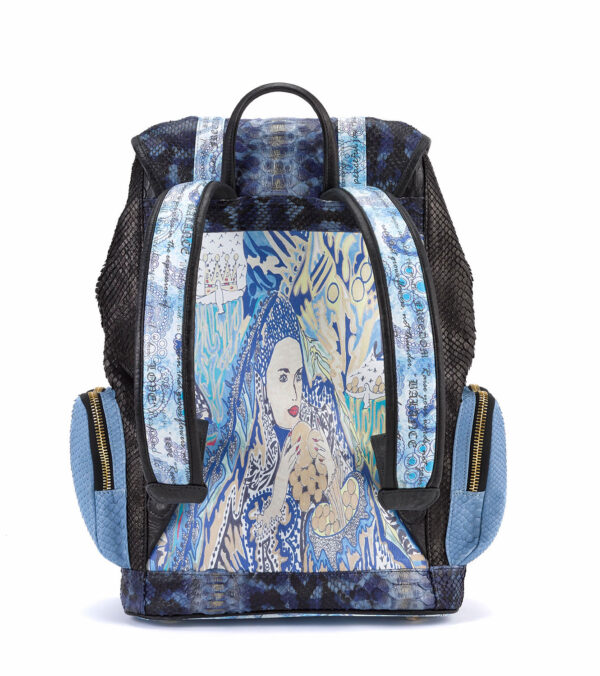 Miracles Multi-Blue Python Backpack