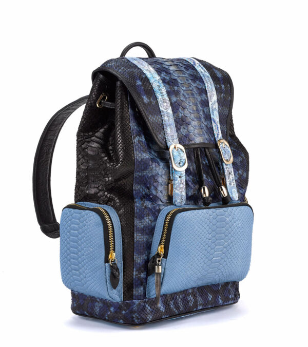 Miracles Multi-Blue Python Backpack