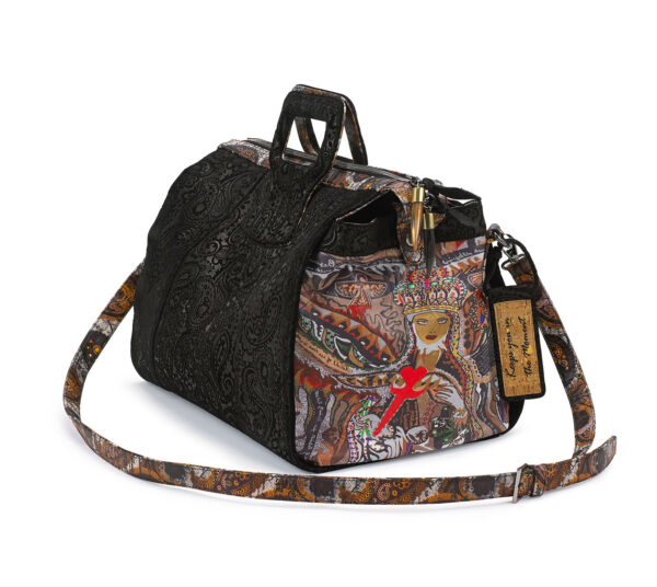 Rebirth 15 inches Embossed Black Paisley Leather Duffel Bag